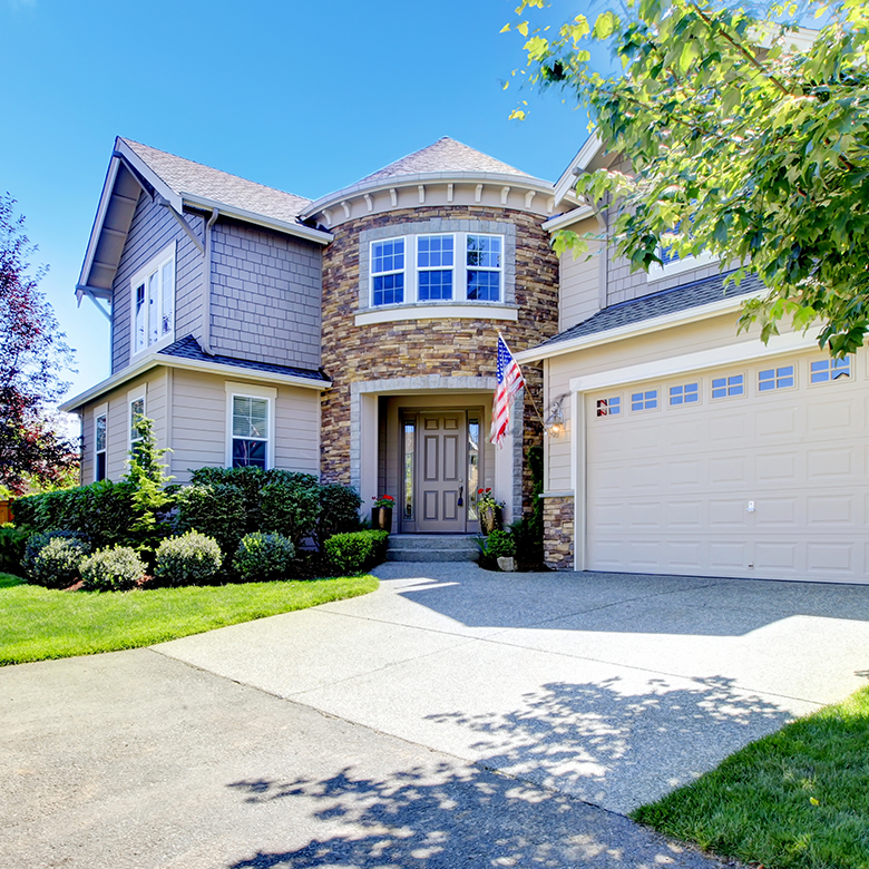 Beautiful residential home with landscaping