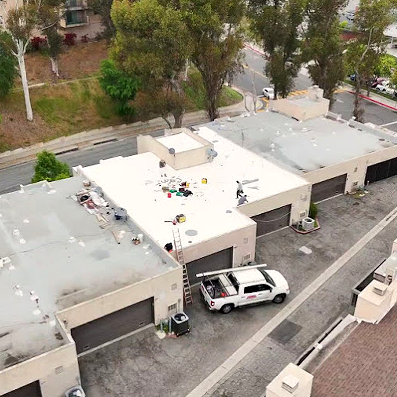 Roof maintenance on flat building
