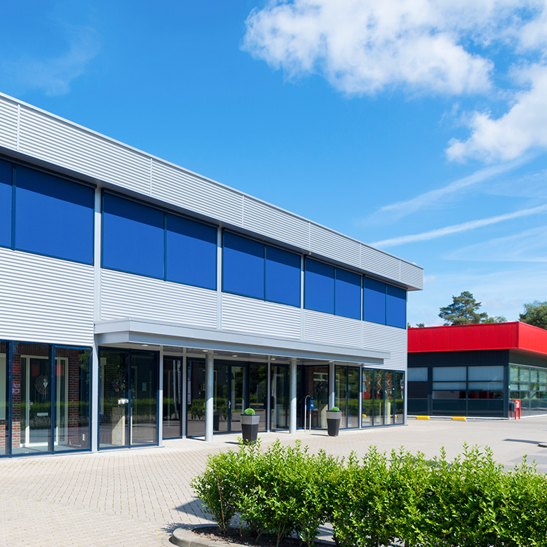 Modern commercial building exterior roof